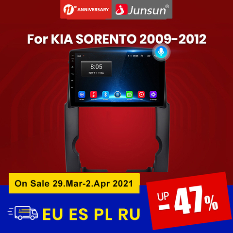 Junsun – lecteur vidéo multimédia V1 Android 10.0 AI, avec commande vocale, DSP, 4G, GPS, sans dvd, 2 din, pour Kia Sorento 2009 2010 – 2012 ► Photo 1/6