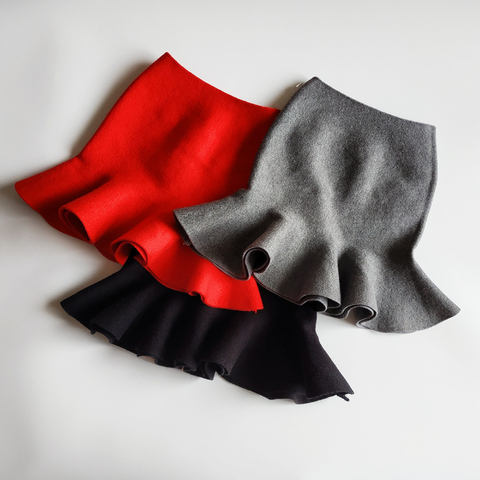 Vêtements Tutu pour bébés filles, jupe d'été tricotée, couleur unie, pour enfants de 2 à 10 ans, rouge, gris et noir ► Photo 1/6