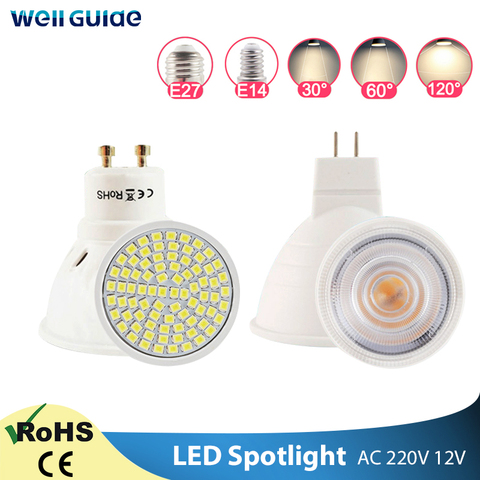 Lampe à Led GU10 MR16 E27 E14 LED projecteur à intensité variable 6W 3W 8W 220V AC12V Spot LED ampoule Lampada Bombillas blanc chaud froid ► Photo 1/6