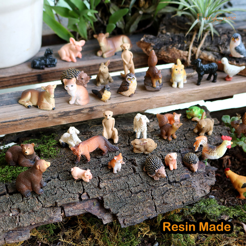 Figurines d'animaux miniatures en résine, Mini ferme de la forêt, jardin féerique, Micro animaux réalistes, écureuil, poulet, lapin ► Photo 1/6