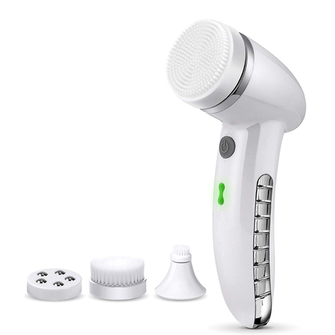 Brosse nettoyante pour le visage Vibration sonique Mini nettoyant pour le visage Silicone nettoyage profond des pores Massage imperméable électrique avec 4 têtes ► Photo 1/6