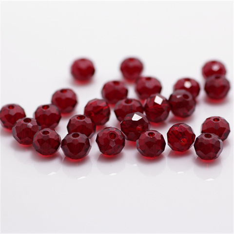 Isywaka – perles rondes en verre de cristal à facettes pour la fabrication de bijoux, couleur rouge foncé, 4x6mm, 50 pièces ► Photo 1/1