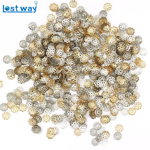 1000 pcs/lot 6mm 9 MM Argent Or Plaqué Fleur pétale Fin Spacer Perles Caps Charmes Perle Tasses Pour Bijoux faire (yiwu) ► Photo 1/6