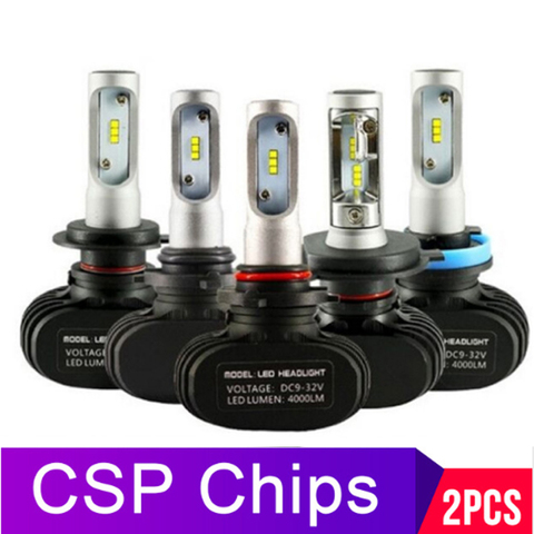 Ampoules de phares de voiture, lampes Automobiles, H4 H7 Led H1 H11 H8 H3 HB4 HB3 H27 avec puces CSP S1, 50W 8000lm, 2 pièces ► Photo 1/6