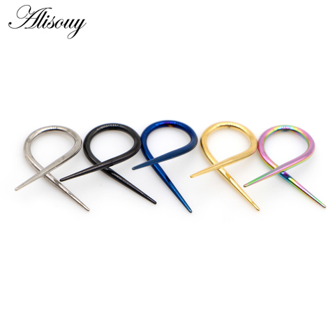 Alisouy 2 pièces Punk acier inoxydable croix torsion balancent unisexe hommes femmes oreille crochet boucles d'oreilles faux oreille expanseur Piercing bijoux de corps ► Photo 1/6