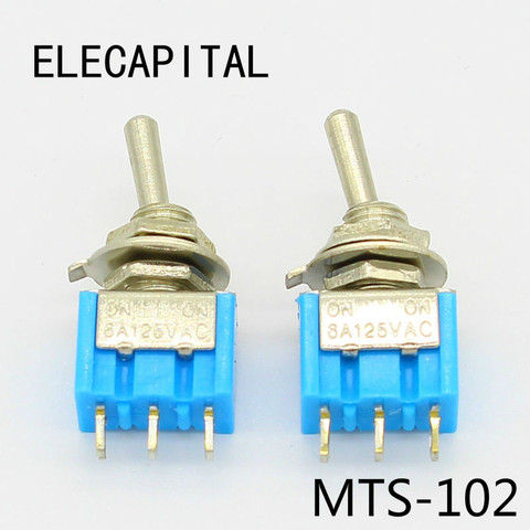 Mini interrupteurs à bascule SPDT ON MTS-102 3 broches, 5 pièces, 6a, 125vac ► Photo 1/6