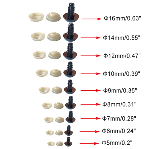 100 pièces/sac bricolage poupée jouet yeux noir en plastique sécurité yeux marionnettes poupée avec rondelles ► Photo 1/6