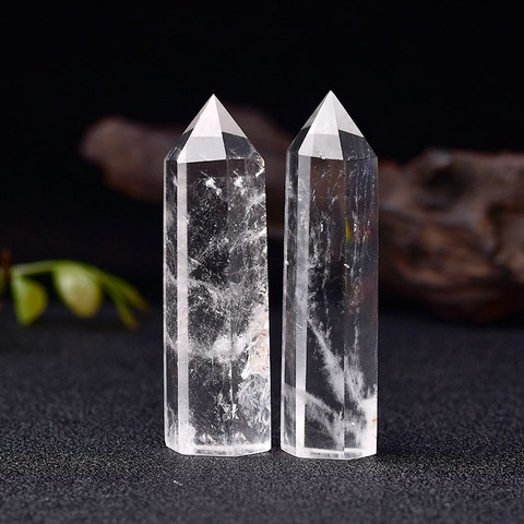 Cristal naturel clair Quartz transparence Quartz Point guérison pierre prismes hexagonaux 50-80mm obélisque baguette pierre décor à la maison 1PC ► Photo 1/6