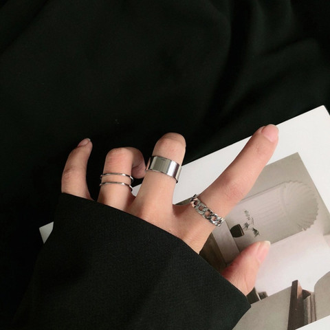 2022 mode Simple Design anillos Vintage argent couleur anneaux joints ensembles pour femmes bijoux coréen Version joints anneaux ► Photo 1/6
