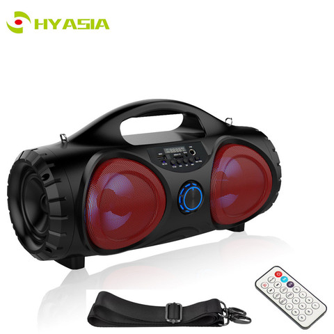 HYASIA LED Instant Bluetooth Speaker Haut-parleur portable boombox Radio FM Subwoofer Haut-parleurs sans fil Haut-parleur de graves pour PC Support de haut-parleurs stéréo Karaoké AUX USB TF Avec télécommande ► Photo 1/6