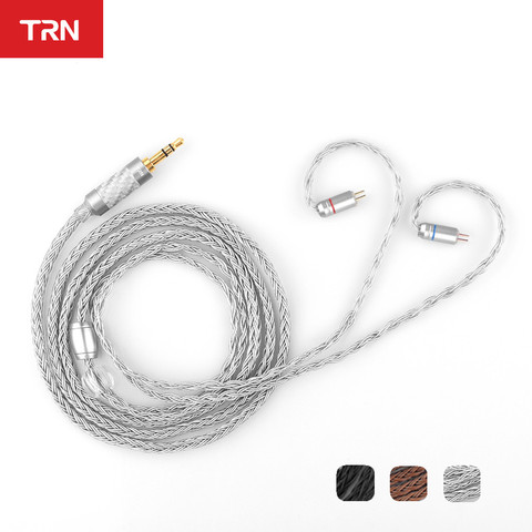 Câble TRN T2 16 Core câble plaqué argent câble de mise à niveau HIFI connecteur MMCX/2Pin pour TRN V90 BA5 V80 T2 C10 C16 ZS10 AS10 S2 ► Photo 1/6