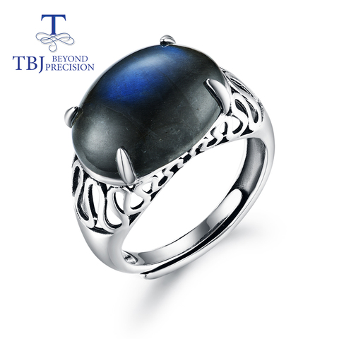 Bague ovale en argent sterling 925 véritable Labradorite naturelle, 12x16mm, pierre précieuse créative rétro, bijoux fins pour femmes, cadeau tbj promotion ► Photo 1/6