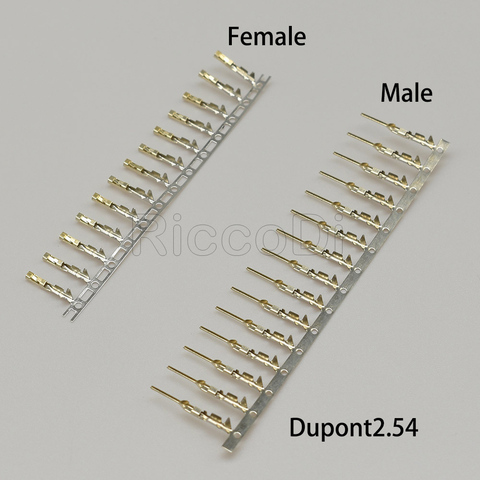 Connecteurs Dupont, 100/200 pièces pour la moitié plaqué Or, besoin d'une borne femelle ou masculine en cuivre de 2.54mm, livraison gratuite ► Photo 1/1