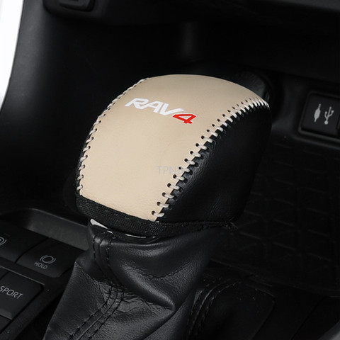 Levier de changement de vitesse, poignée, accessoires de voiture, en cuir véritable, pour Toyota RAV4 2022 ► Photo 1/4