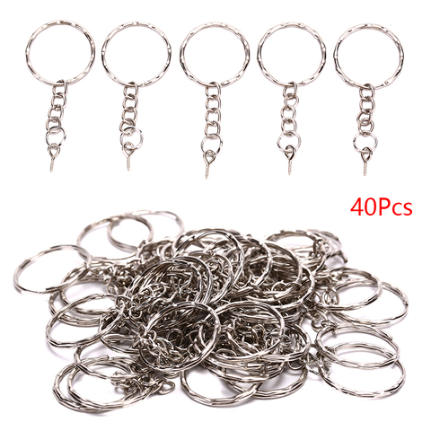 40 pièces/ensemble porte-clés poli vis oeil chaîne courte anneau fendu connecteur bijoux à bricoler soi-même porte-clés porte-clés accessoires ► Photo 1/6