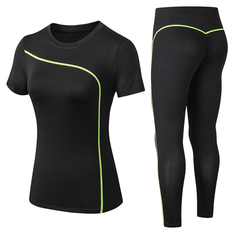 Ensemble de sport 2 pièces pour femmes, chemise et Leggings sans couture, vêtements de Yoga, de Tennis, d'entraînement, vêtements actifs, nouvelle collection ► Photo 1/6