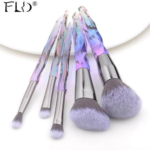 FLD – ensemble de pinceaux de maquillage en cristal, 5 pièces, pour fond de teint, poudre, Blush pour les yeux, cosmétique, Kit de pinceaux professionnels ► Photo 1/6