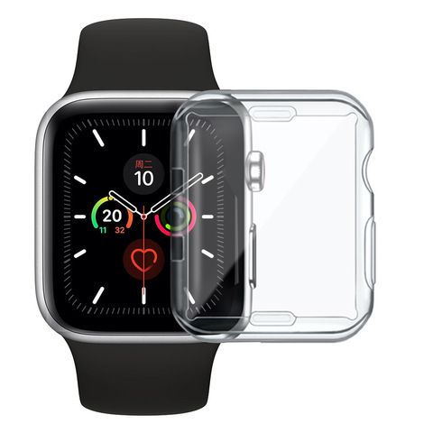 Étui complet mince pour Apple Watch série 6 5 4 3 2 1 SE housse en Silicone pour iWatch 38 40 42 44MM protecteur d'écran en TPU transparent ► Photo 1/6