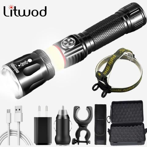 Haute qualité XM-L2 U3 & COB Led lampe de poche torche en alliage d'aluminium étanche 18650 batterie Zoomable lanterne pour Camping randonnée 10W ► Photo 1/6