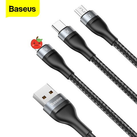 Baseus – câble USB Micro et Type C 5A 3 en 1, charge rapide, transfert de données, compatible avec iPhone 11 Pro Xs Max 8 6S, Xiaomi et Samsung ► Photo 1/1