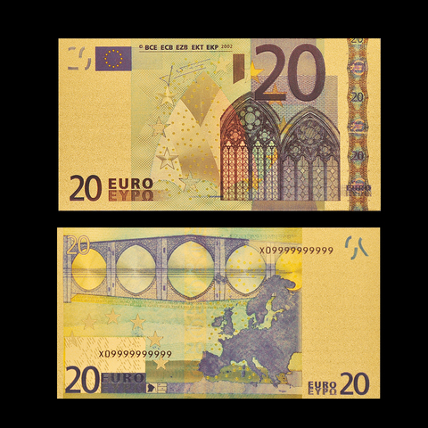 Répliques de billets de banque Euro 20 papier monnaie feuille d'or billet de banque ► Photo 1/5