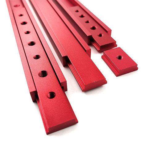 Barre coulissante en aluminium M6/M8, fente de voie en T, pour gabarits de Type 30/45, fixation à vis, outil de travail du bois rouge ► Photo 1/6
