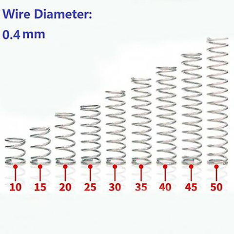 Ressorts de pression de Compression 0.4mm, 10 pièces, en acier inoxydable 304 ► Photo 1/4