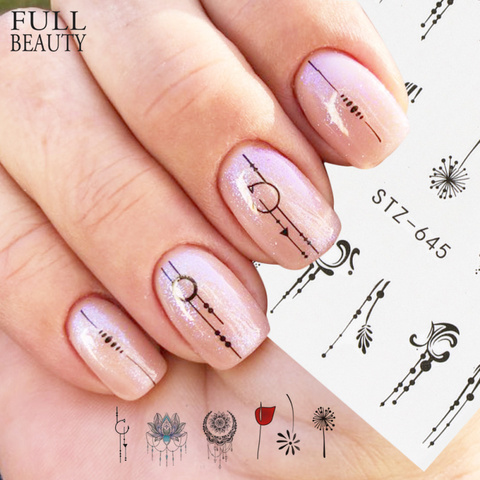 1 pièces Nail Eau vignette autocollante Linéaire Fleur Motif Nail art Décorations Curseur Pour Nail Manucure Filigrane Feuilles CHSTZ645 ► Photo 1/6