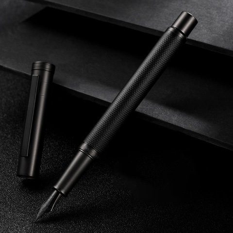 Stylo plume en métal noir titane noir EF/F Nib haute qualité Texture d'arbre excellents cadeaux d'écriture pour les fournitures de bureau d'affaires ► Photo 1/6