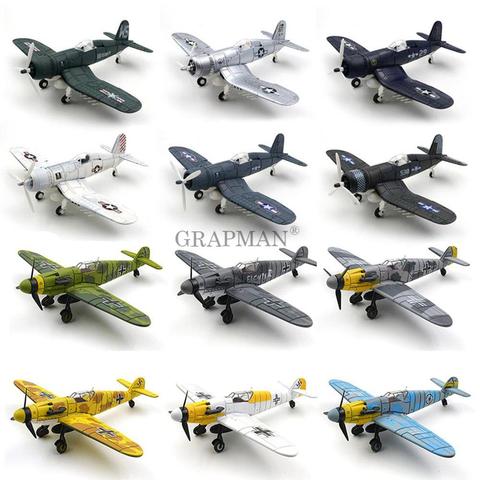 Blocs de construction jouets pour garçons, modèle d'avion militaire à assembler, avion de chasse 4D, allemand BF109 UK Hurricane Fighter, 1/64 ► Photo 1/6