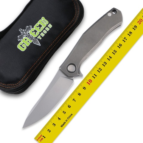 Green pine poker – couteau de poche avec lame D2, édition limitée, manche en alliage de titane, pour camping en plein air, survie, outil pratique EDC ► Photo 1/6