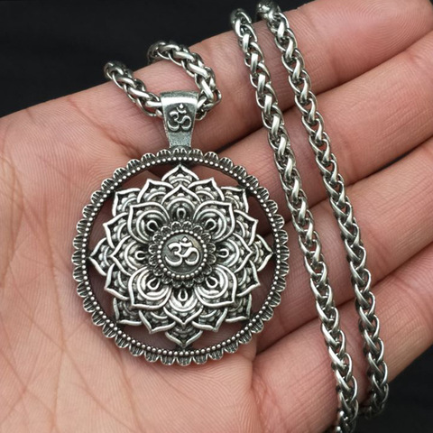 Pendentif en fleur de Lotus pour femmes, élégant, Mandala, Yoga spirituel, collier délicat, bijoux, cadeaux de fête des mères ► Photo 1/6