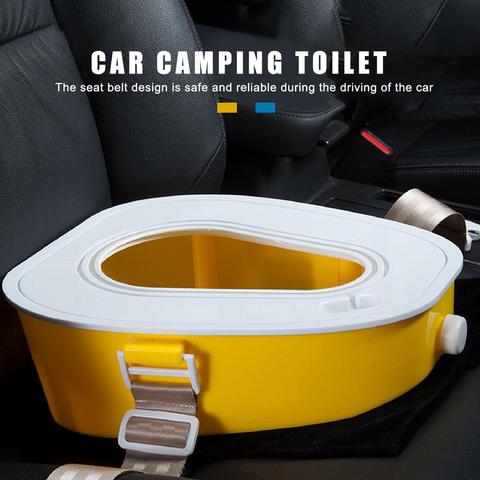 Toilettes de Camping portables pour voiture, Commode pour voyage randonnée longs trajets, embouteillage, siège de toilette Mobile avec 10 sacs de remplacement ► Photo 1/6