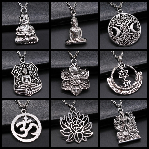 Religion bijoux bouddhisme bouddha pendentif collier Om Yoga symbole pendentif collier Lotus arbre collier cadeau ► Photo 1/1