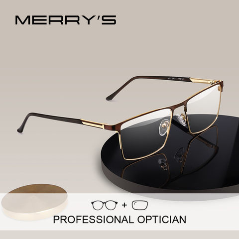 MERRYS-lunettes de Prescription pour hommes, verres carrés pour myopie, montures de Style Business pour hommes anciens, verres optiques S2052PG ► Photo 1/6