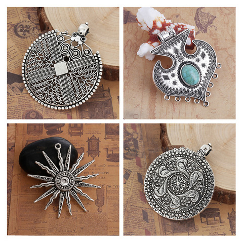 Doreenperles alliage à base de Zinc chaud Boho Chic pendentifs pour collier fait main rond couleur argent filigrane Style bijoux résultats de bricolage ► Photo 1/5