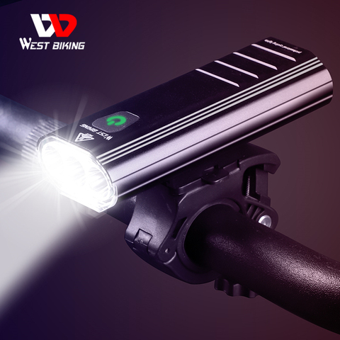 WEST BIKING – feu avant et arrière à 3 LED 3000 lumens, Rechargeable par USB, lampe de poche étanche avec 2 supports pour vtt, 5200mAh ► Photo 1/6