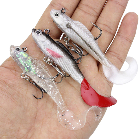 8cm 9g C queue tête de gabarit 3D yeux appâts souples Silicone nageurs bioniques artificiels poisson Wobblers Shad Bass brochet carpe leurre de pêche ► Photo 1/6