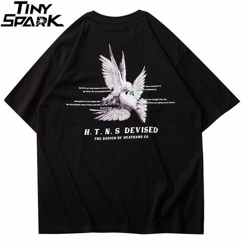 T-Shirt manches courtes homme, Streetwear, Hip Hop, en coton, avec lettres de Pigeon imprimées, Harajuku, 2022, été, décontracté, T-shirts hauts ► Photo 1/6