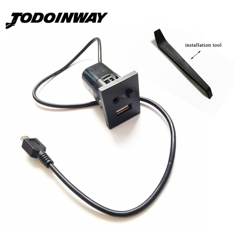 Pour Ford Focus MK2 port USB/AUX interfaces bouton de prise + Interface de câble avec Mini accessoires adaptateur de câble USB noir argent ► Photo 1/6