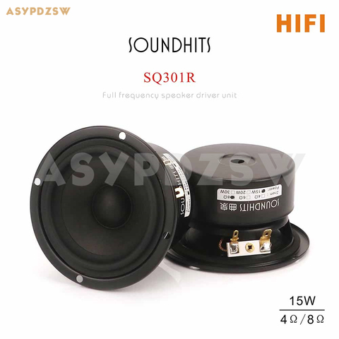 2 pièces SOUNDHITS SQ301R HIFI 3 pouces 15W 4/8 ohm pleine fréquence haut-parleur pilote unité vierge pulpe composite cône ► Photo 1/6