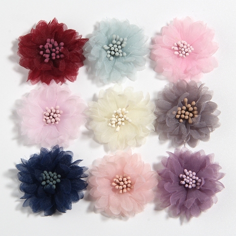 Tissu artificiel, 4CM, 1.5 pouces, 10 pièces, fleurs pour Bouquet de mariage, accessoires de bijouterie, broche, fabrication de vêtements, 10 pièces ► Photo 1/6