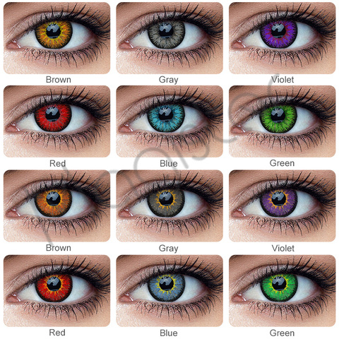 Lentilles de Contact colorées pour les yeux, 1 paire, bleu, vert, cosmétique pour les yeux, rouges, multicolores ► Photo 1/6