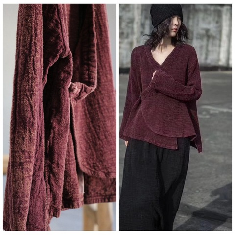 Veste en lin pour femmes, ample, rugueux, avec un bouton, automne-hiver, 2022, manteau court vêtements de plein air ► Photo 1/6