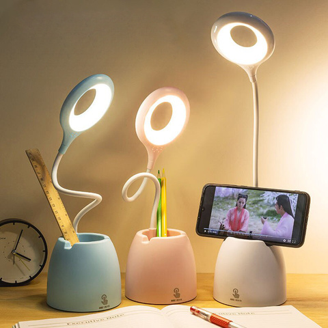 Lampe de Table LED USB charge tactile lampe de bureau pliable Protection des yeux apprentissage veilleuse apprentissage Multi fonction lampe porte-stylo ► Photo 1/6