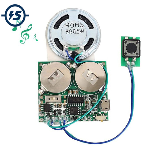 Module sonore enregistrable bouton poussoir/contrôle de la lumière activé 8M capacité Micro USB alimenté pour bricolage Audio musique carte de voeux ► Photo 1/6