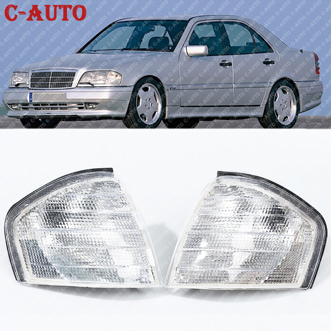 C-auto 1 paire lentille transparente côté voiture coin lumière clignotant lampe cadre couverture pour Mercedes Benz C classe W202 1994-2000 accessoires ► Photo 1/6