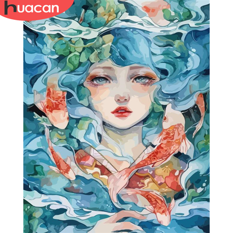 HUACAN peinture par numéro dessin animé fille dessin sur toile peint à la main peinture Art cadeau bricolage photos par numéro Kits décor à la maison ► Photo 1/6