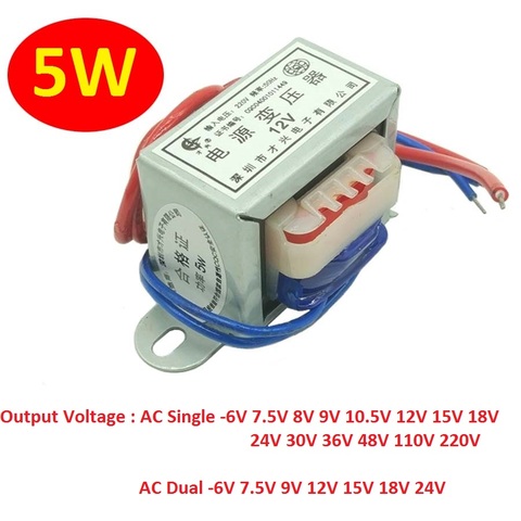 Transformateur de puissance EI41 5W, entrée AC 220V/380V ~ 50Hz, sortie AC simple/double 6V 7.5V 8V 9V 10.5V 12V 15V 18V 24V 30V 36V 48V 110V ► Photo 1/5