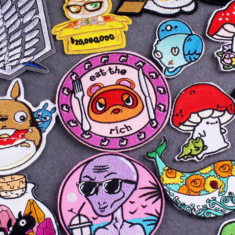 Patchs d'anime chauds pour vêtements Patch de croisement d'animaux patchs brodés sur les vêtements patchs accessoire mignon Alien fer sur Patch ► Photo 1/5